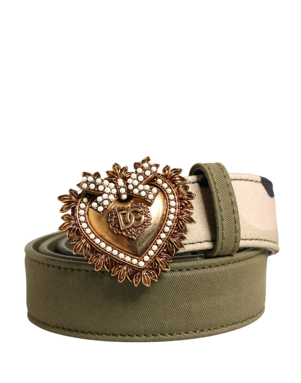Ceinture Dolce &amp; Gabbana Devotion à boucle métallique camouflage vert