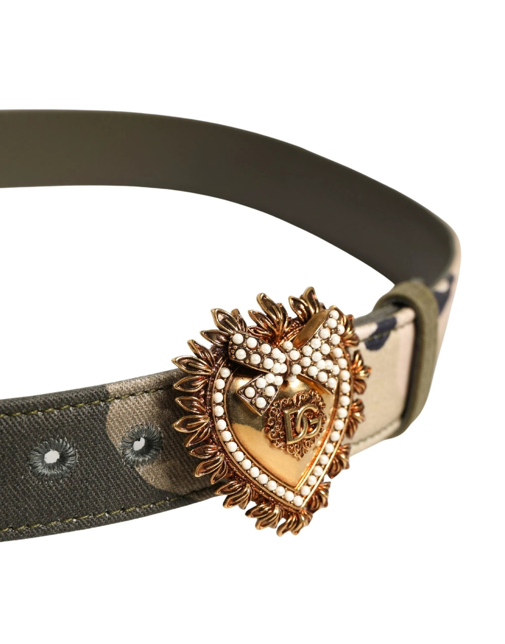 Ceinture Dolce &amp; Gabbana Devotion à boucle métallique camouflage vert