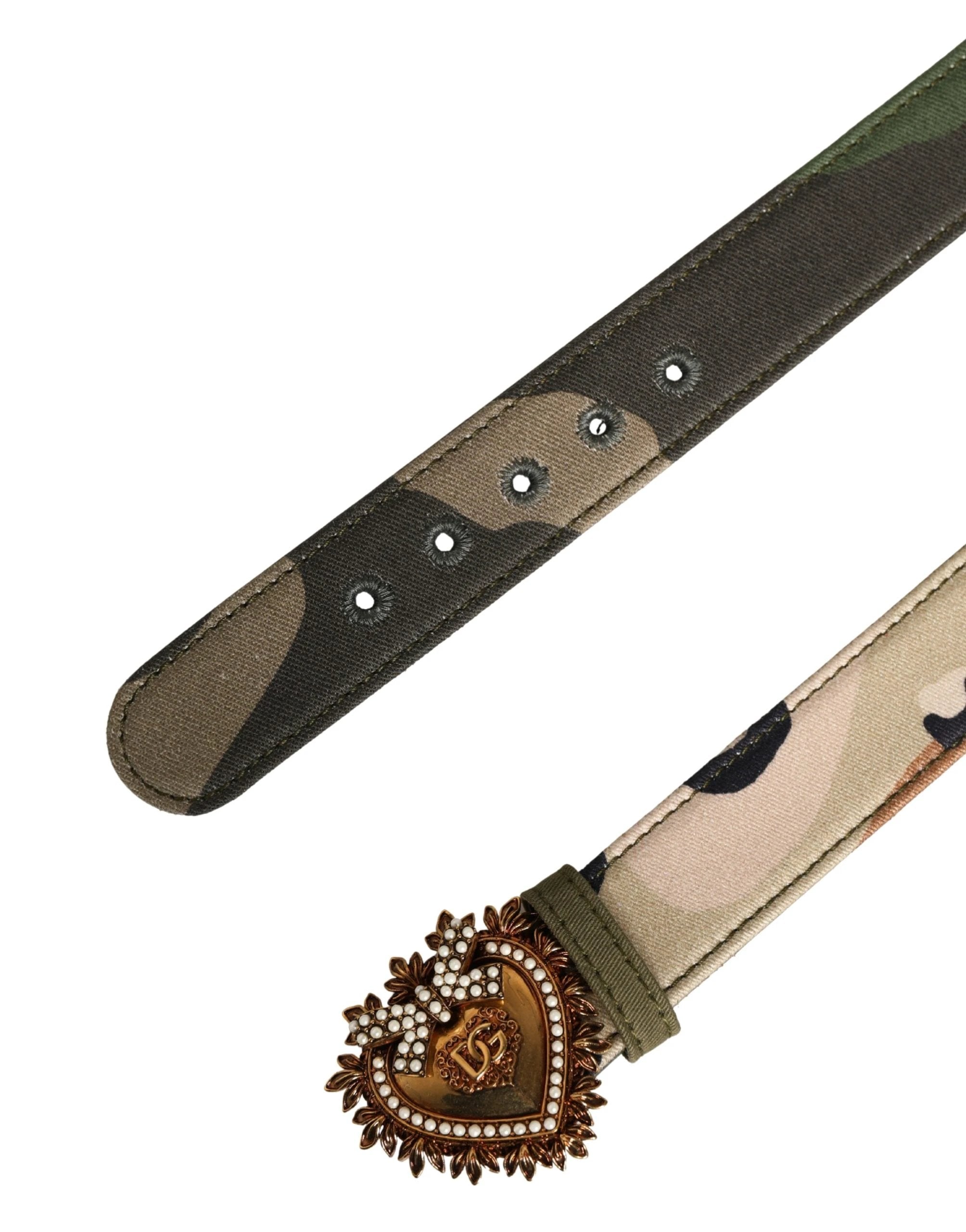 Ceinture Dolce &amp; Gabbana Devotion à boucle métallique camouflage vert