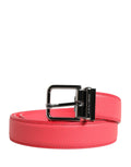 Ceinture Dolce &amp; Gabbana en cuir de veau rose avec boucle en métal argenté