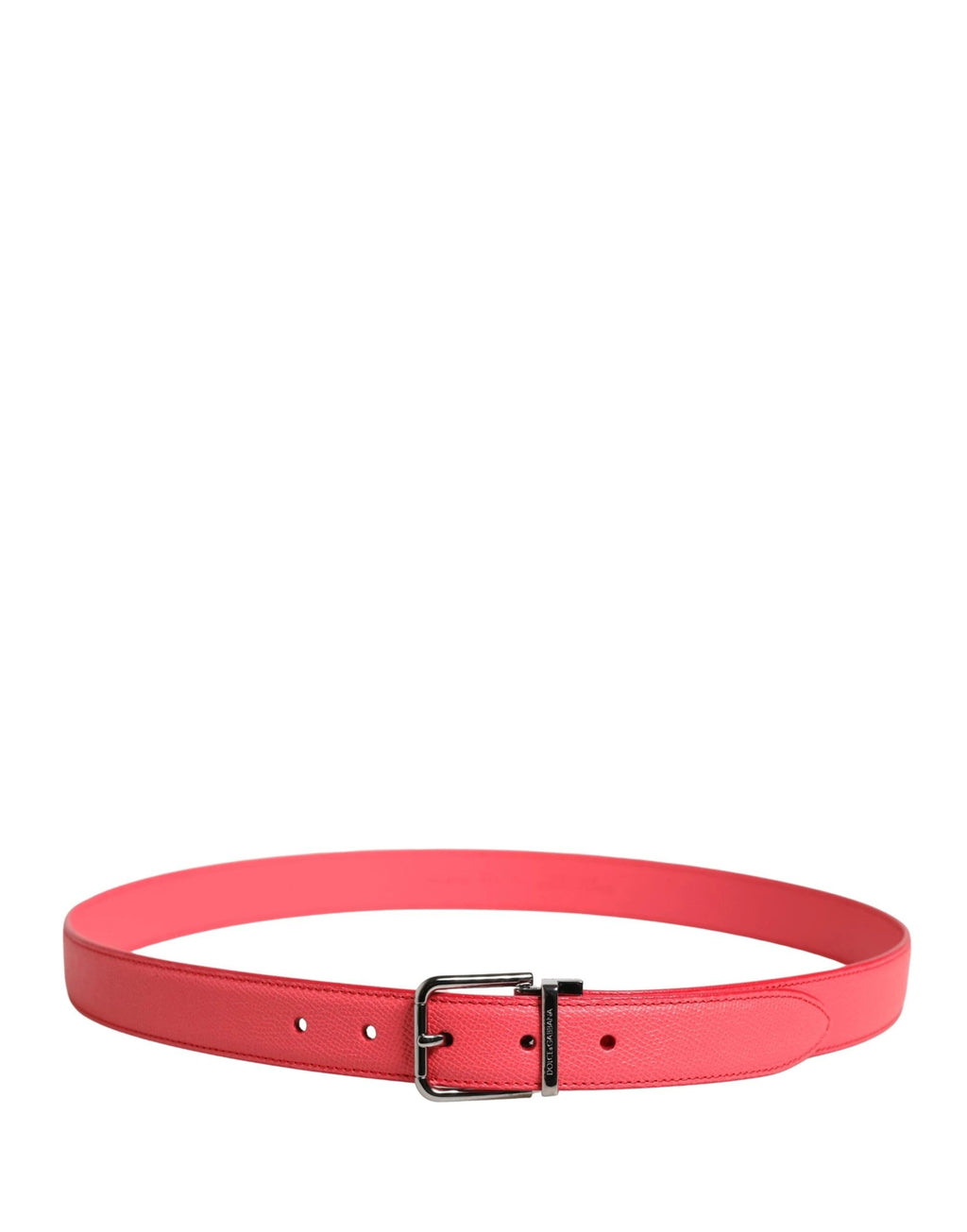 Ceinture Dolce &amp; Gabbana en cuir de veau rose avec boucle en métal argenté