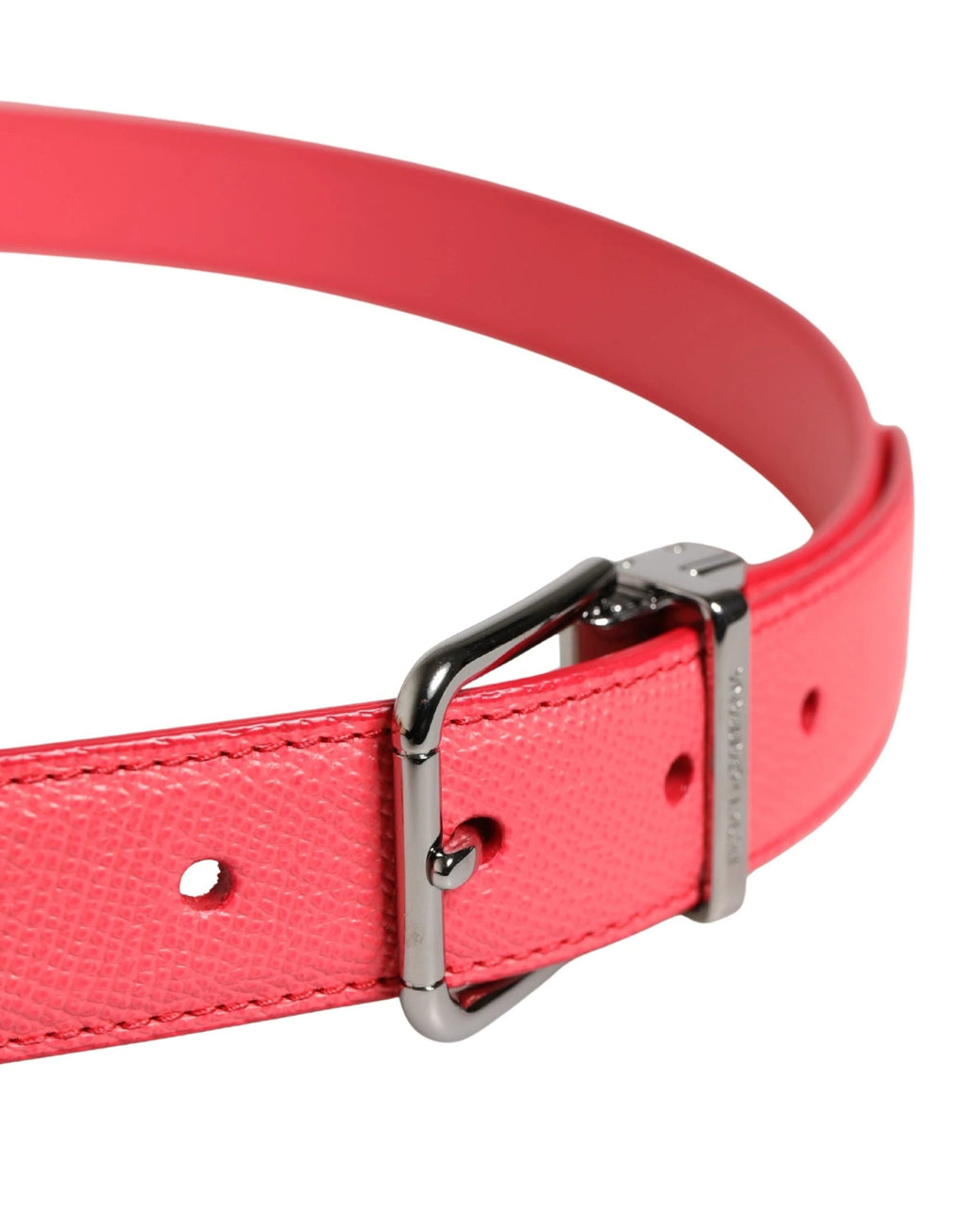 Ceinture Dolce &amp; Gabbana en cuir de veau rose avec boucle en métal argenté