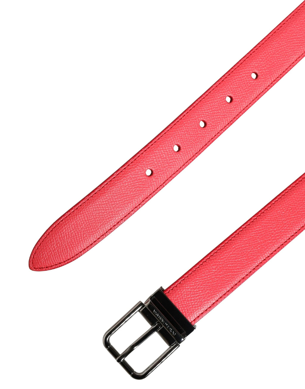 Ceinture Dolce &amp; Gabbana en cuir de veau rose avec boucle en métal argenté
