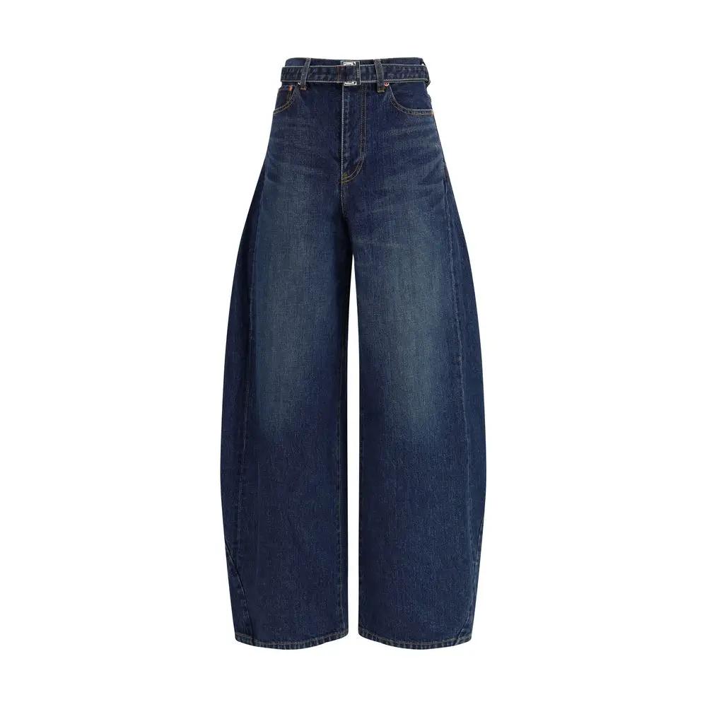 Women’s Wide Leg Denim Trousers – Sacai Balloon Fit Belted Designer Jeans SS26