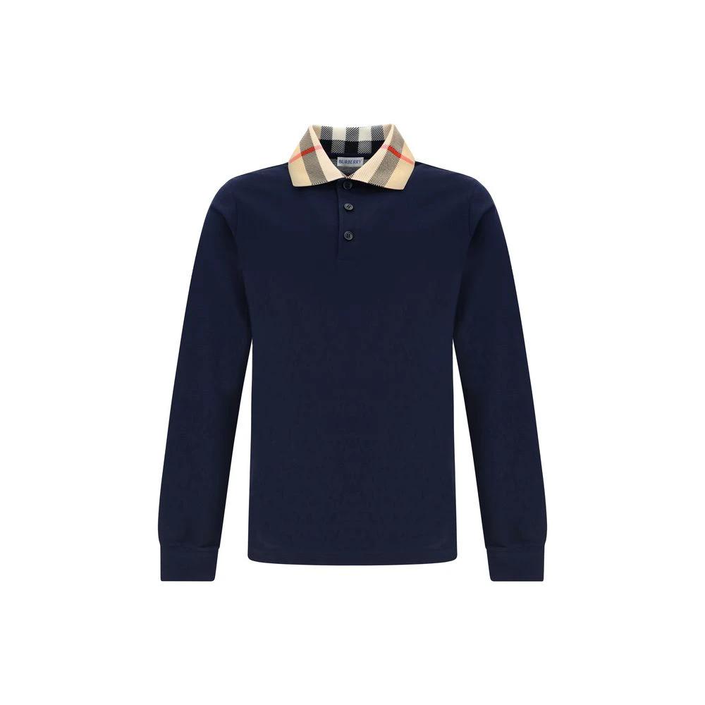 Polo en coton bleu Burberry