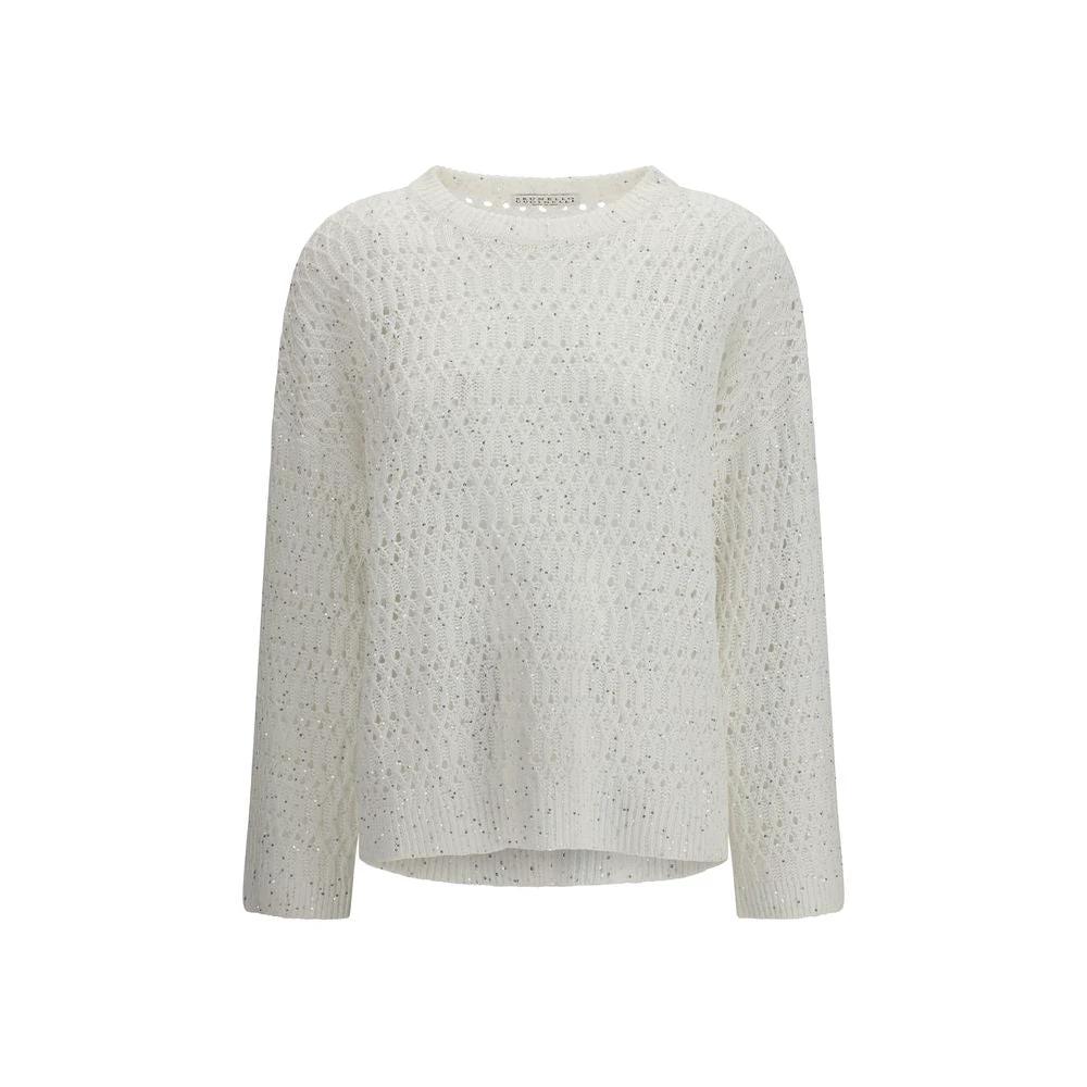 Sweat-shirt en soie blanche Brunello Cucinelli