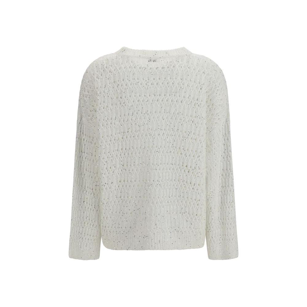 Sweat-shirt en soie blanche Brunello Cucinelli