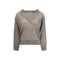 Sweat-shirt en lin marron Brunello Cucinelli