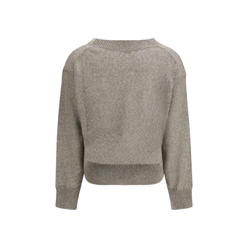 Sweat-shirt en lin marron Brunello Cucinelli