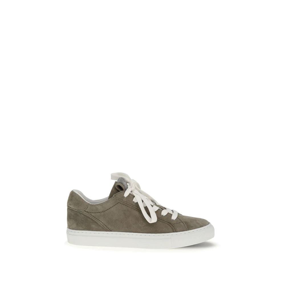 Baskets Bos Taurus en cuir de veau gris Brunello Cucinelli