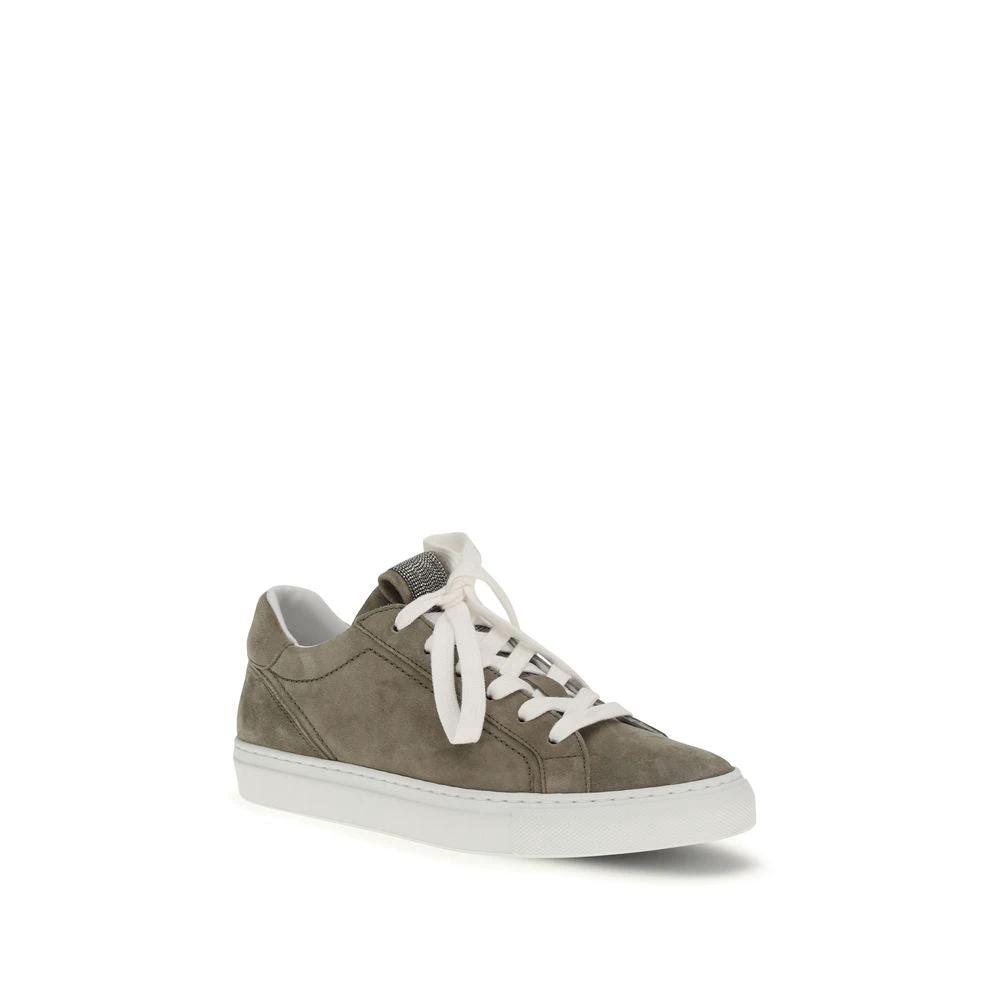 Baskets Bos Taurus en cuir de veau gris Brunello Cucinelli