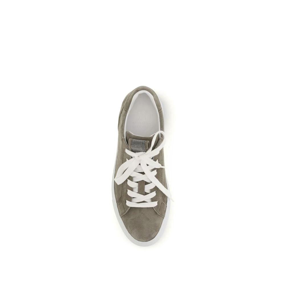 Baskets Bos Taurus en cuir de veau gris Brunello Cucinelli