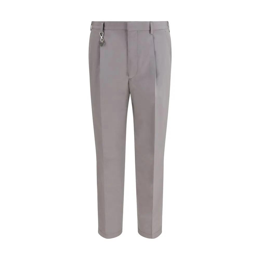 Pantalon habillé en coton gris Prada
