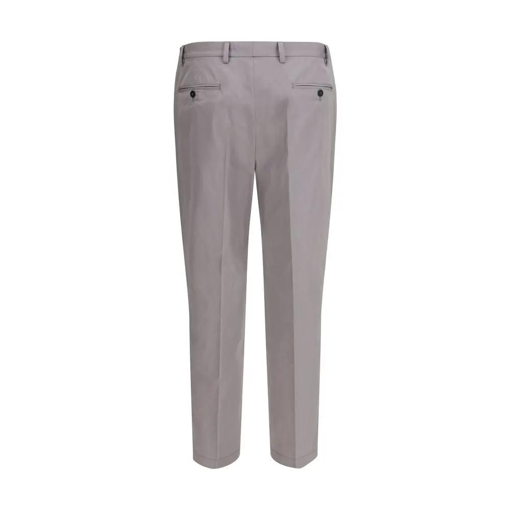 Pantalon habillé en coton gris Prada