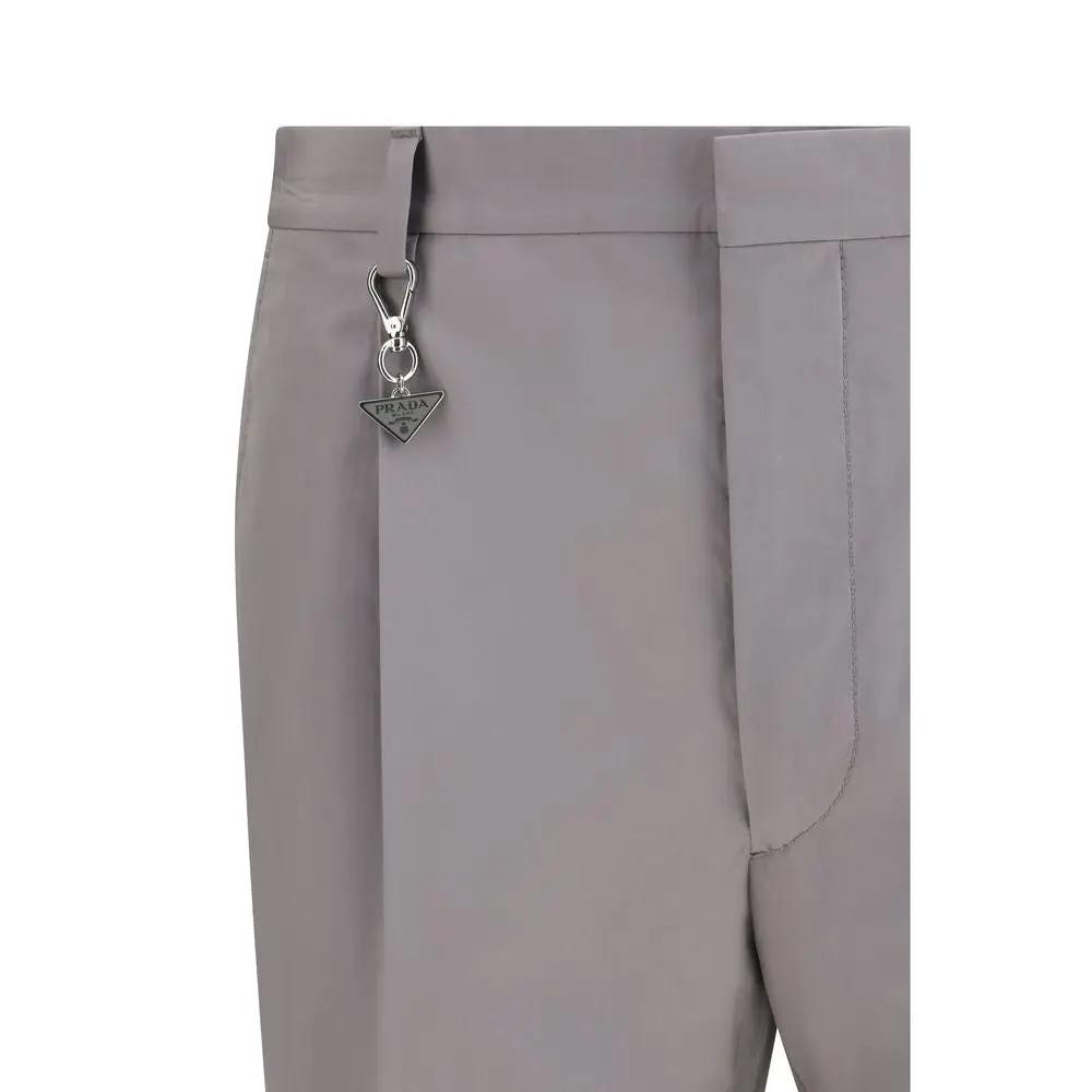 Pantalon habillé en coton gris Prada