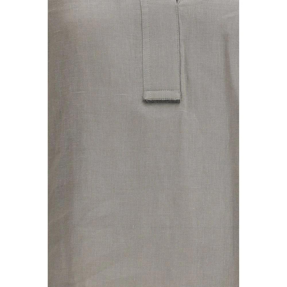 Brunello Cucinelli Bicolor Linen Blouse