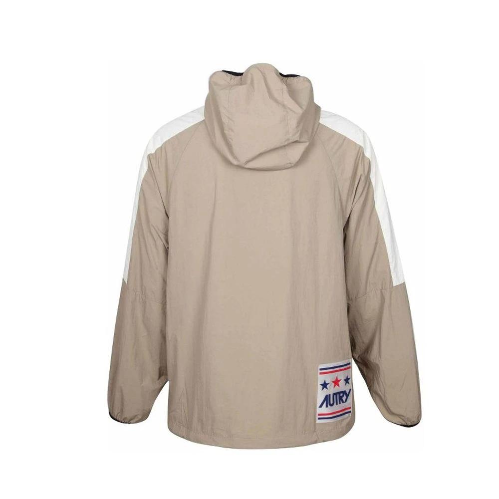 Men’s Beige Nylon Jacket – Autry Lightweight Drawstring Designer Shell Jacket