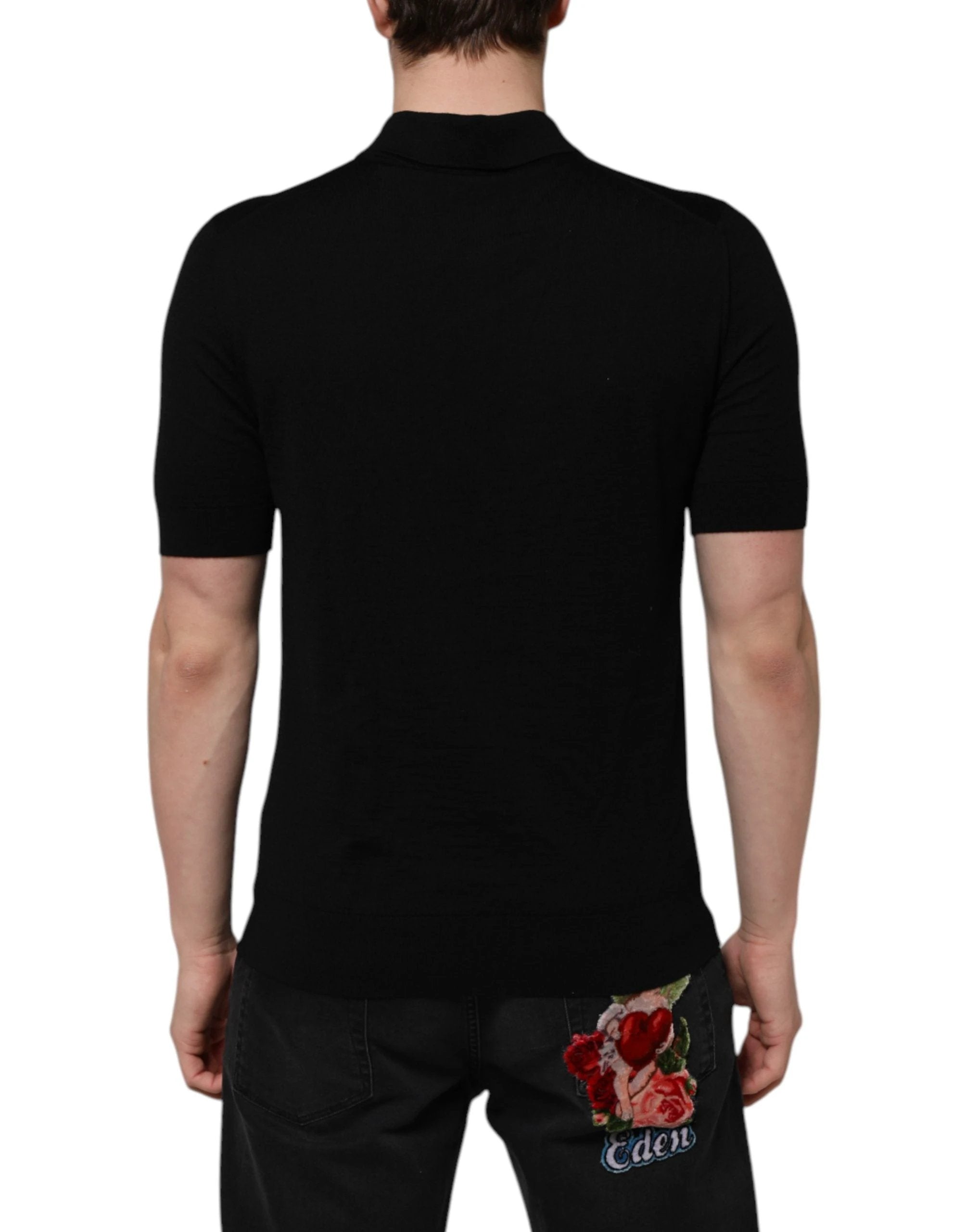 T-shirt à manches courtes Dolce &amp; Gabbana en laine noire avec logo floral