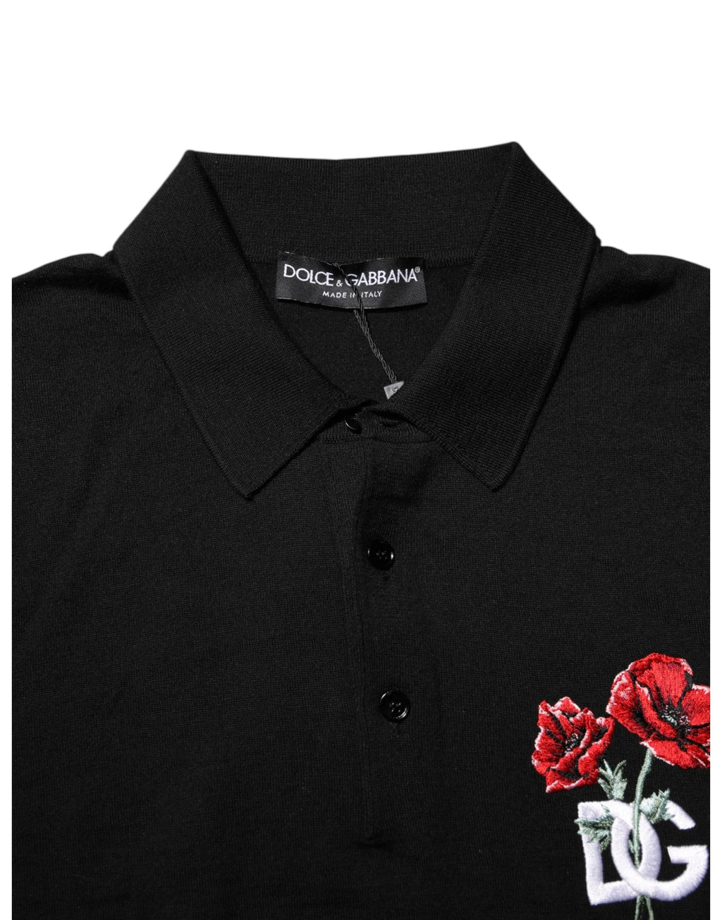 T-shirt à manches courtes Dolce &amp; Gabbana en laine noire avec logo floral