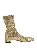 Dolce & Gabbana Gold Sequined Short Boots Stretch Shoes Dolce & Gabbana