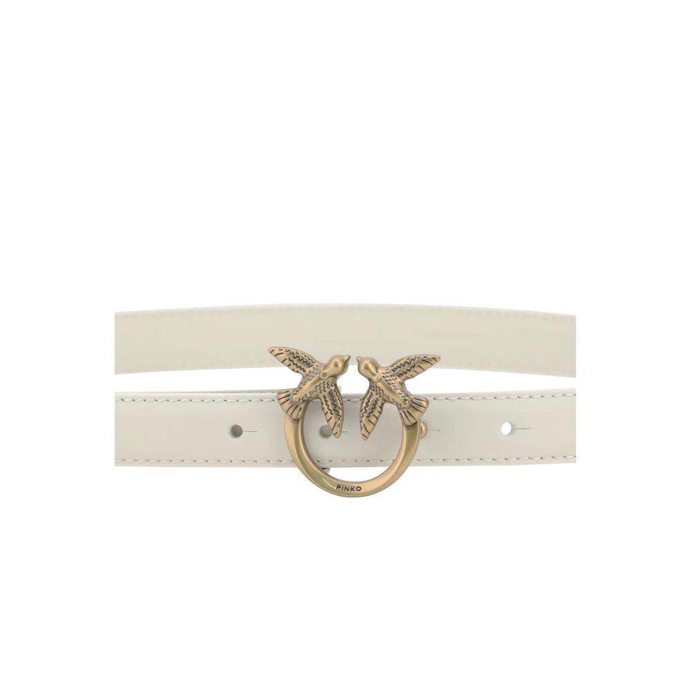 PINKO White Calf Leather Bos Taurus Regular Belt