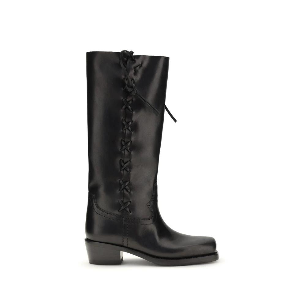 Bottes à lacets Bos Taurus en cuir de veau noir Paris Texas