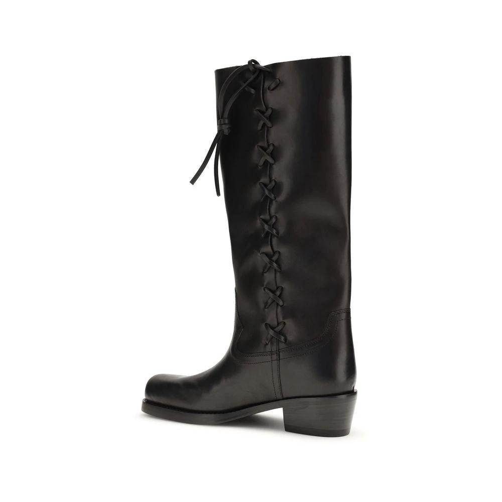 Paris Texas Black Calf Leather Bos Taurus Lace-Up Boots