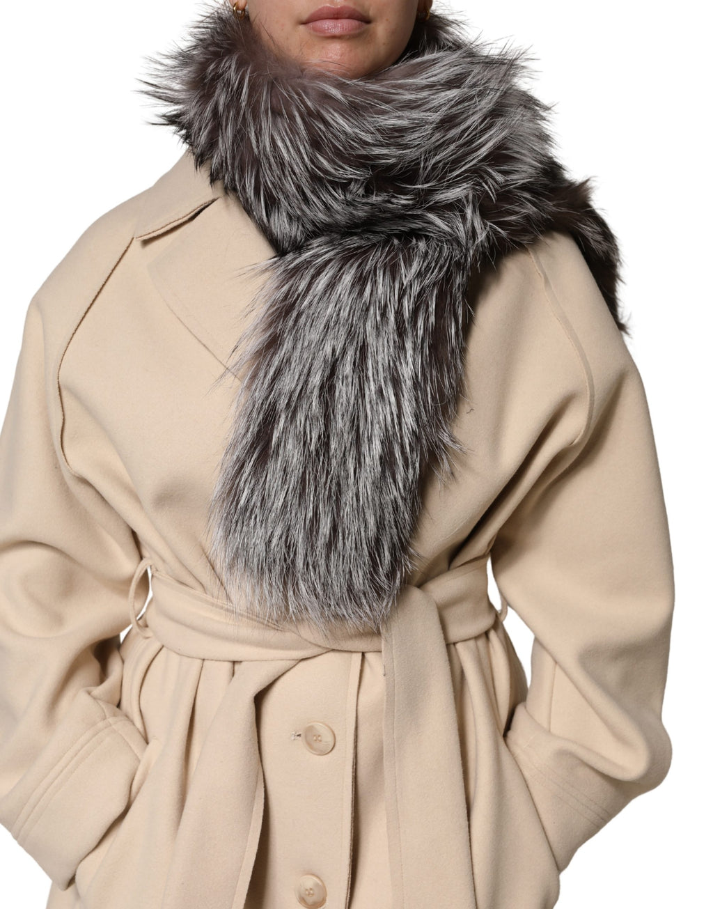 Écharpe d'hiver Dolce &amp; Gabbana en fourrure de renard gris
