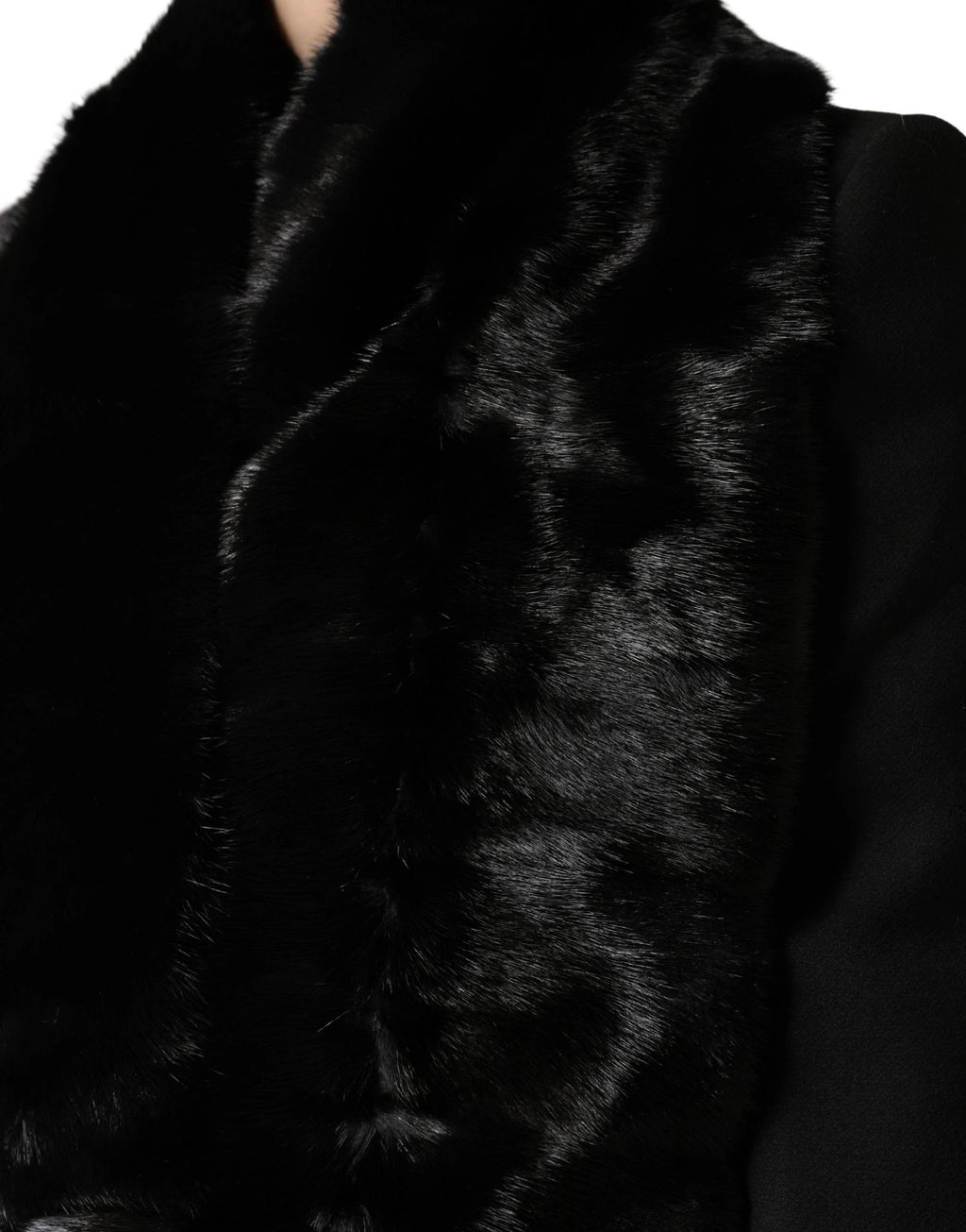 Châle en fourrure noire Dolce &amp; Gabbana, cache-cou, écharpe