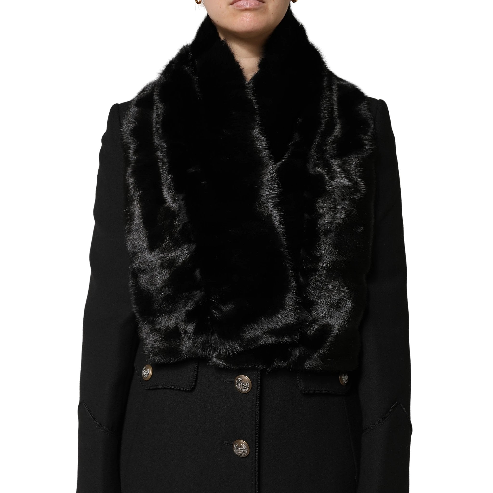 Châle en fourrure noire Dolce &amp; Gabbana, cache-cou, écharpe