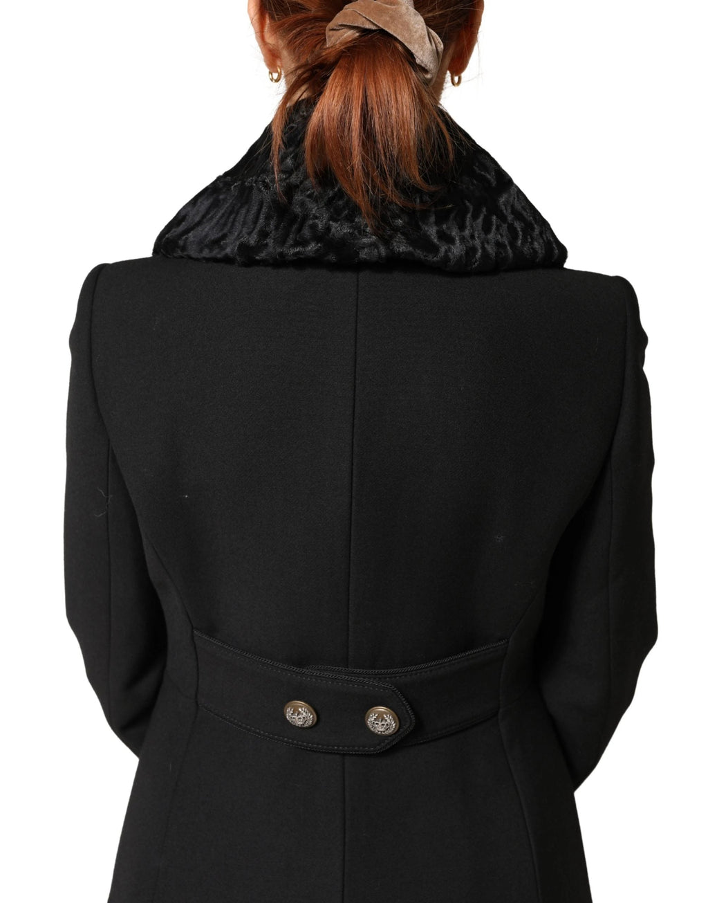 Dolce &amp; Gabbana Cache-cou en fourrure d'agneau noire pour femme, écharpe d'hiver
