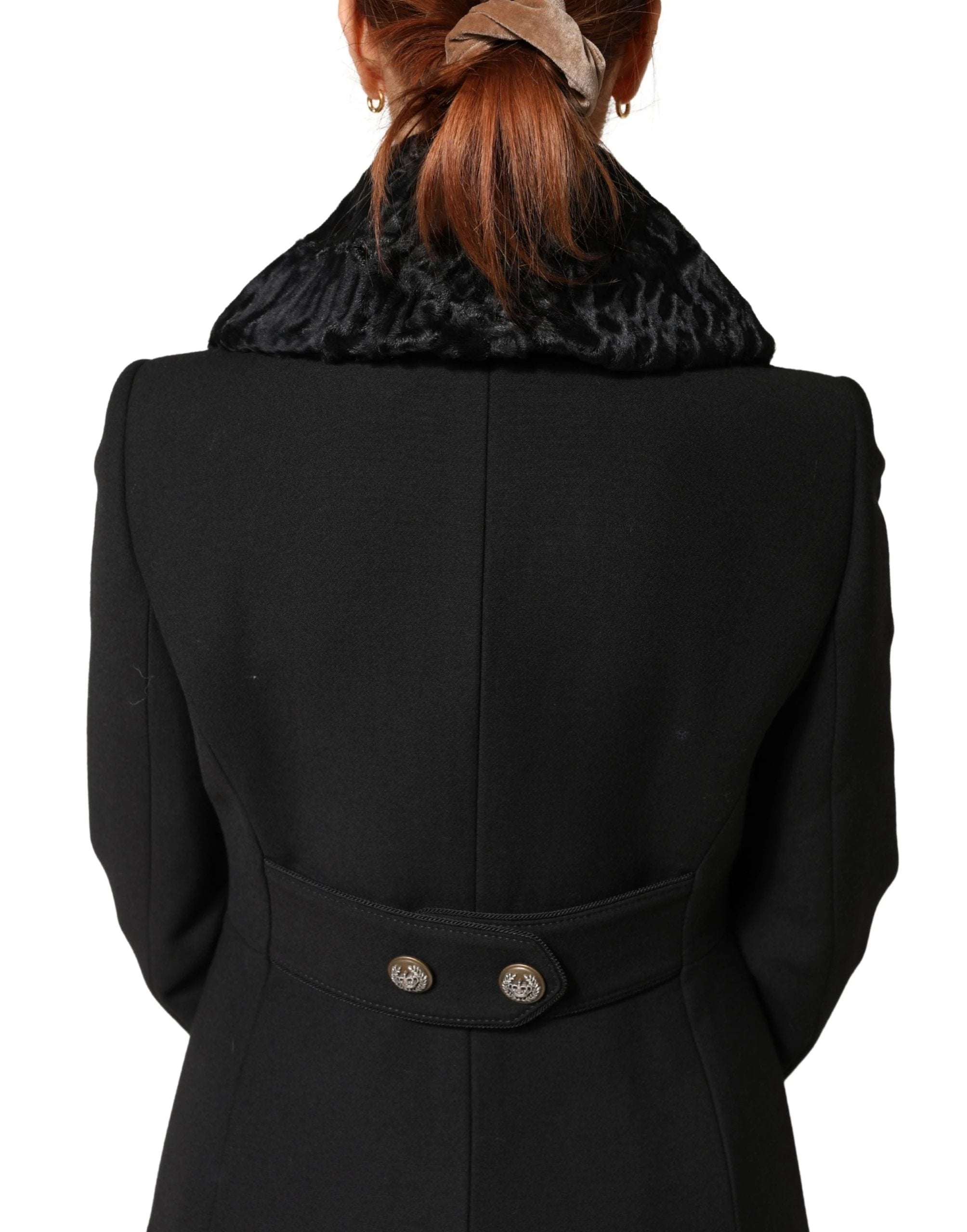 Dolce &amp; Gabbana Cache-cou en fourrure d'agneau noire pour femme, écharpe d'hiver