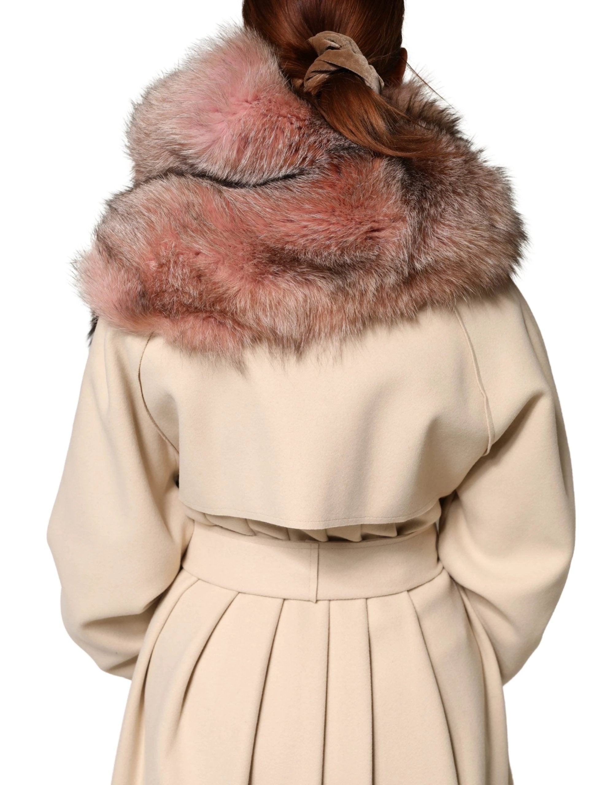 Dolce & Gabbana Pink Frost Fox Fur Neck Warmer Winter Scarf