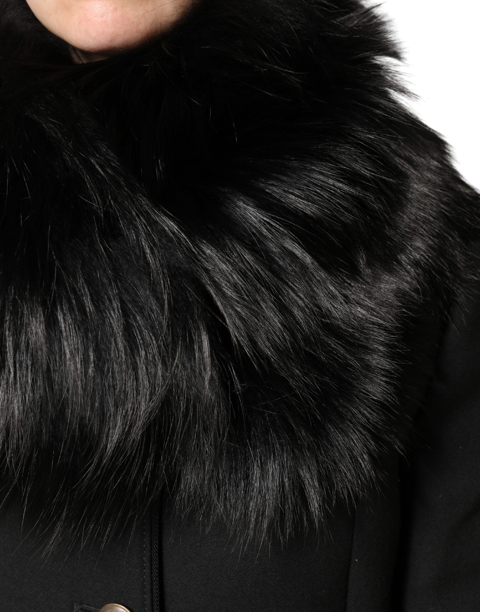 Écharpe châle Dolce &amp; Gabbana en fourrure noire à col montant et épaules dénudées