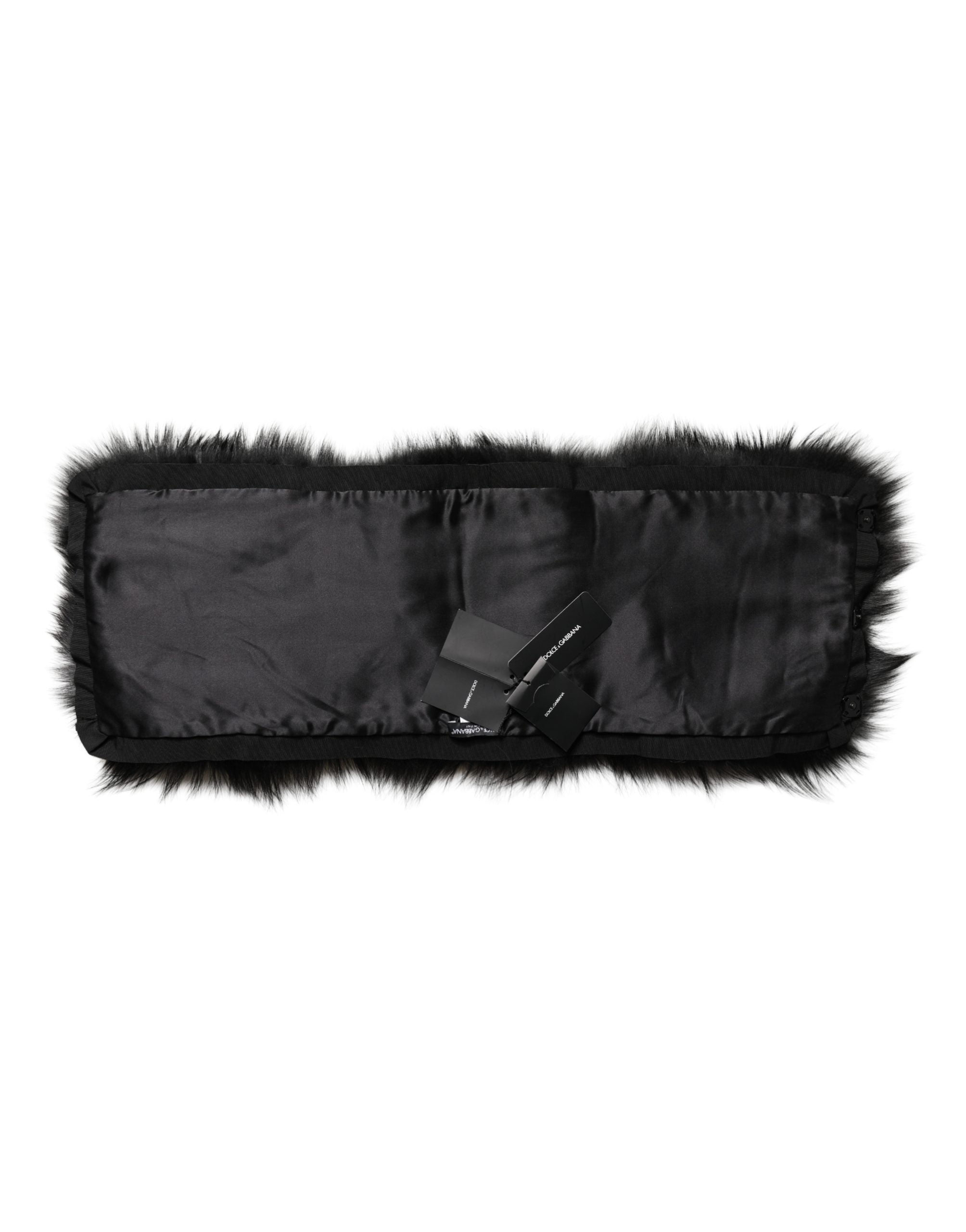Écharpe châle Dolce &amp; Gabbana en fourrure noire à col montant et épaules dénudées