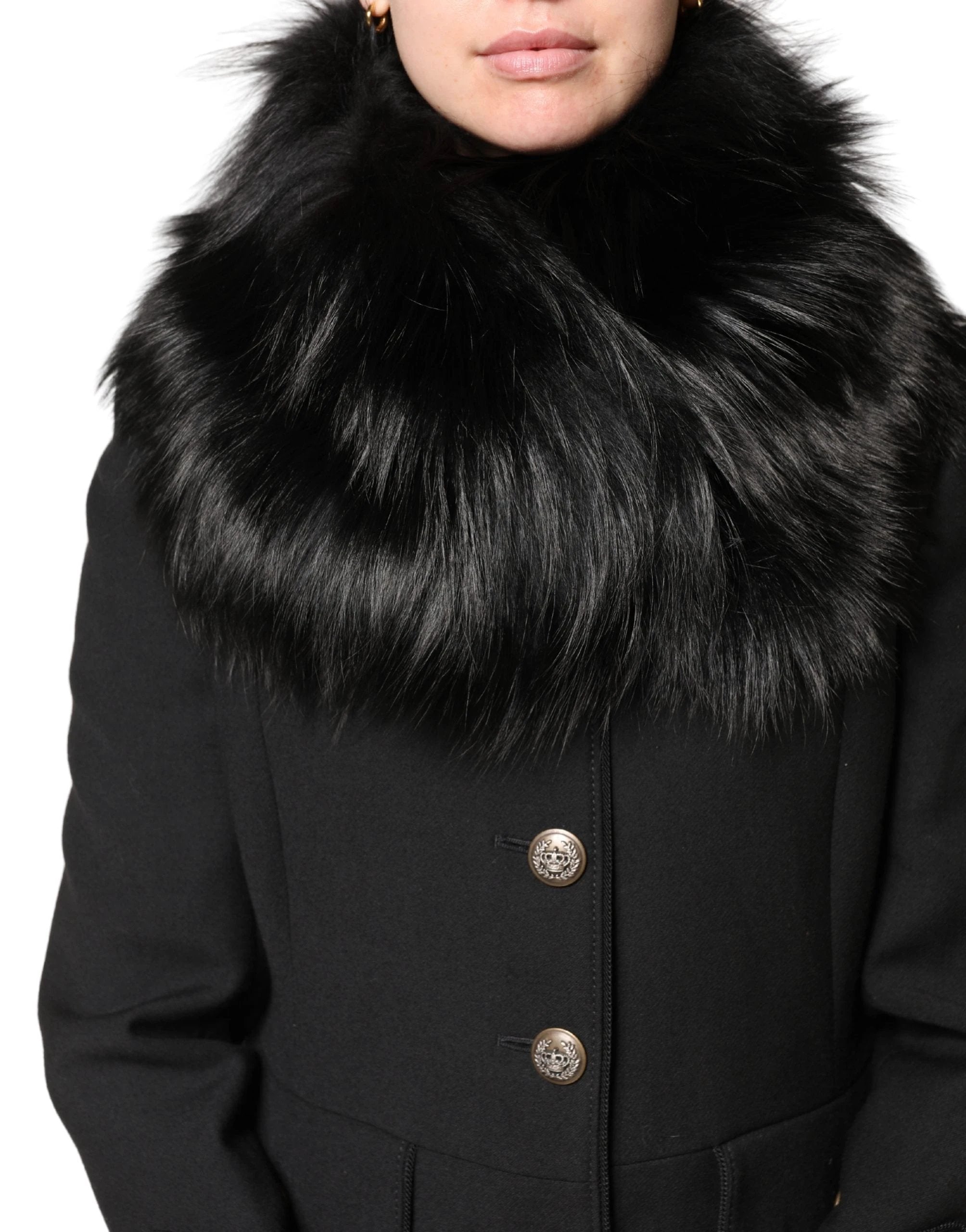 Écharpe châle Dolce &amp; Gabbana en fourrure noire à col montant et épaules dénudées