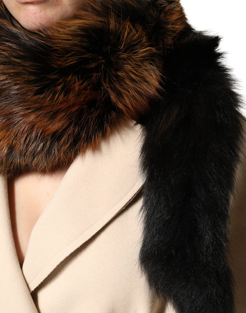 Écharpe d'hiver Dolce &amp; Gabbana en fourrure de renard roux marron