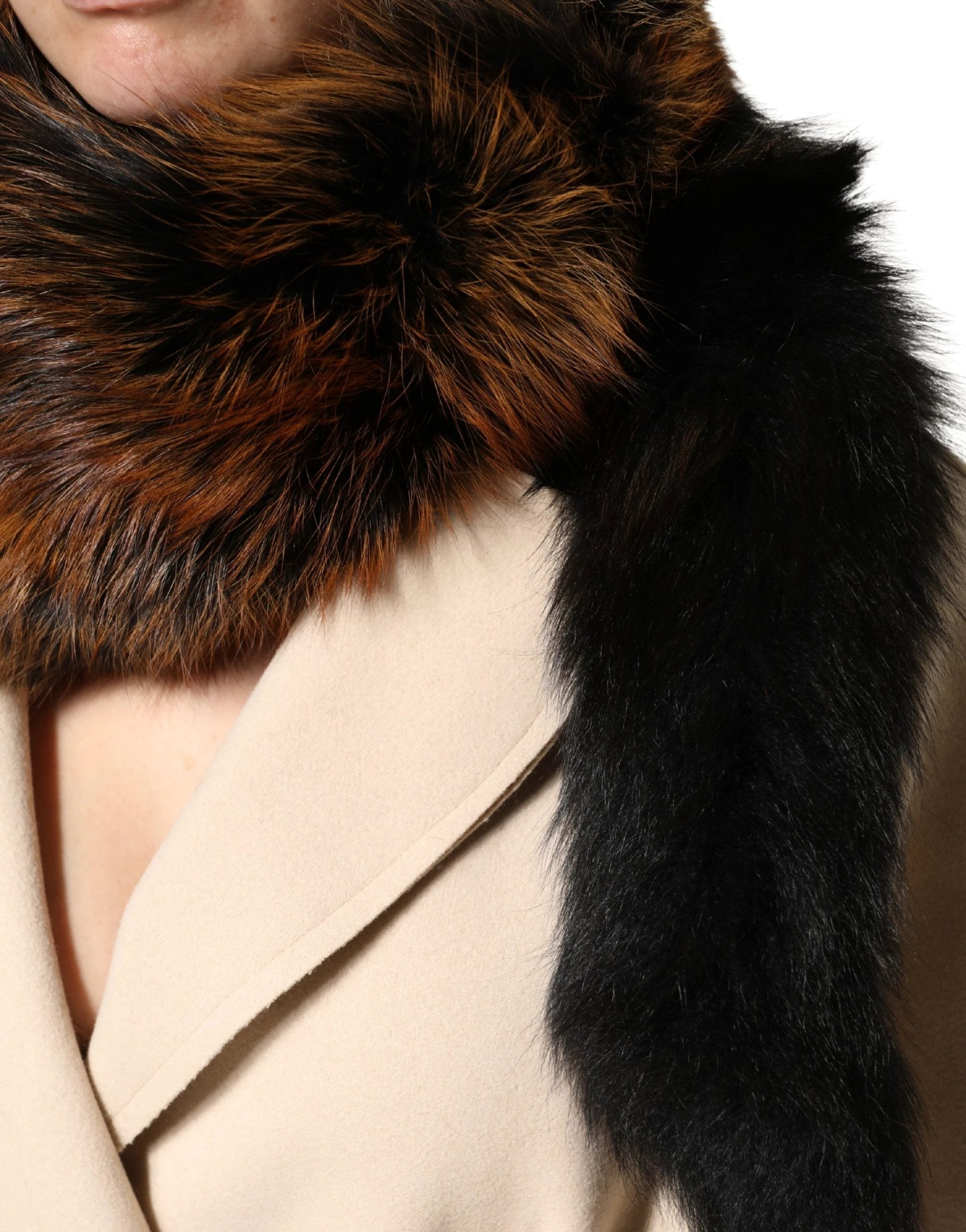 Écharpe d'hiver Dolce &amp; Gabbana en fourrure de renard roux marron
