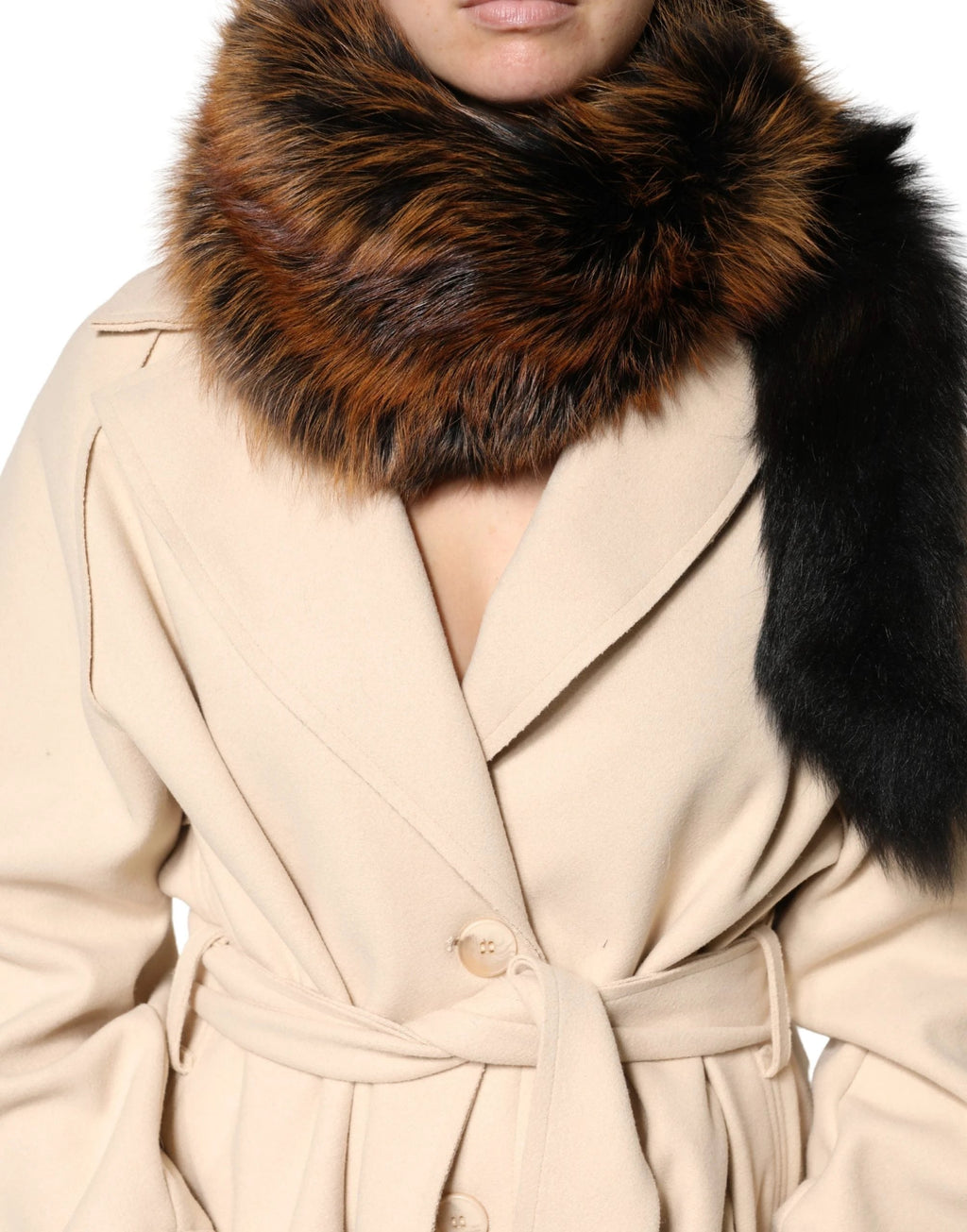 Écharpe d'hiver Dolce &amp; Gabbana en fourrure de renard roux marron