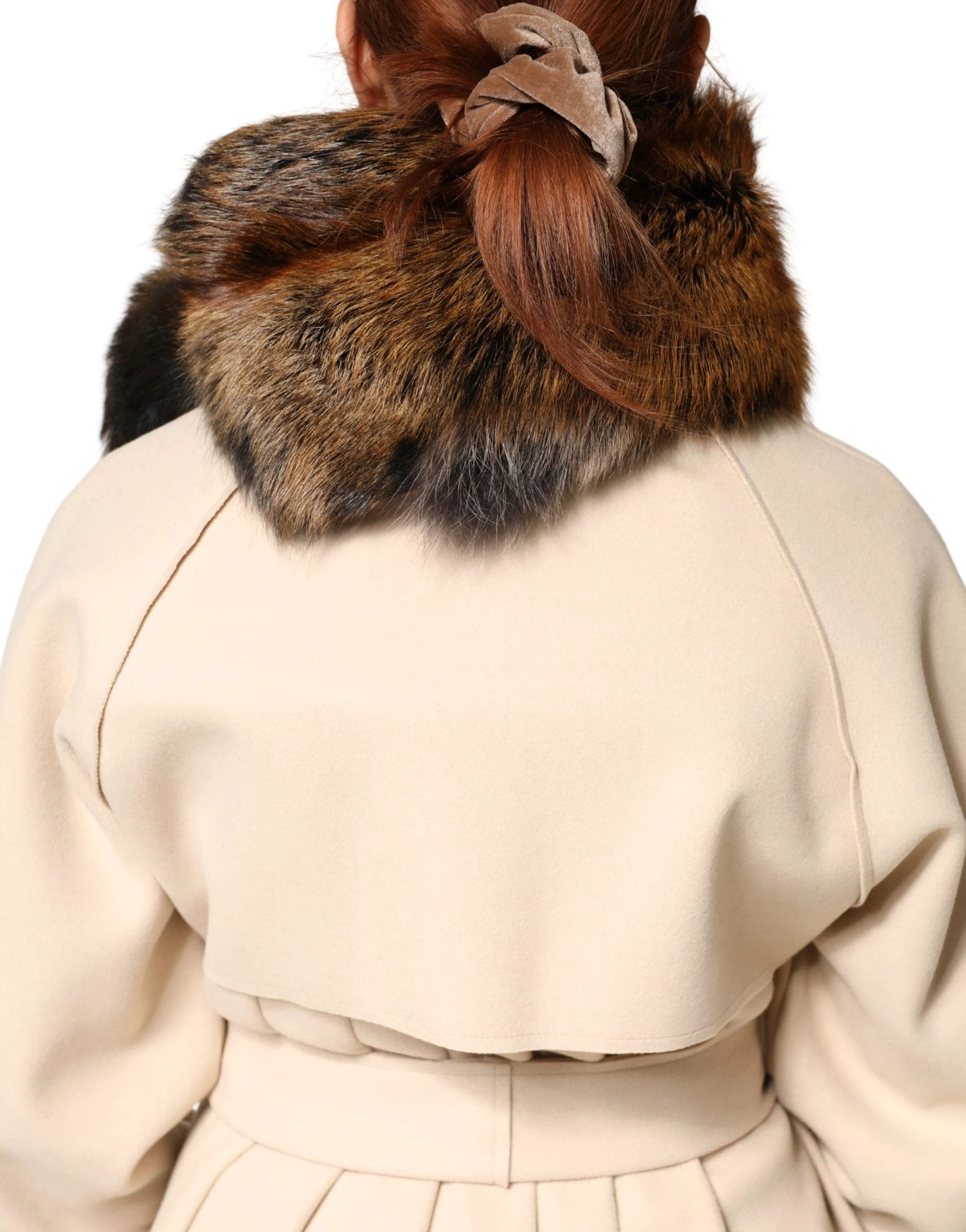 Écharpe d'hiver Dolce &amp; Gabbana en fourrure de renard roux marron