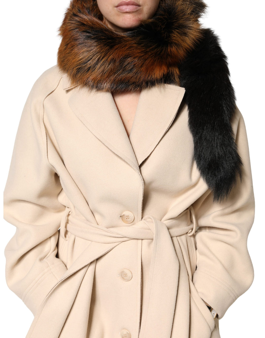 Écharpe d'hiver Dolce &amp; Gabbana en fourrure de renard roux marron