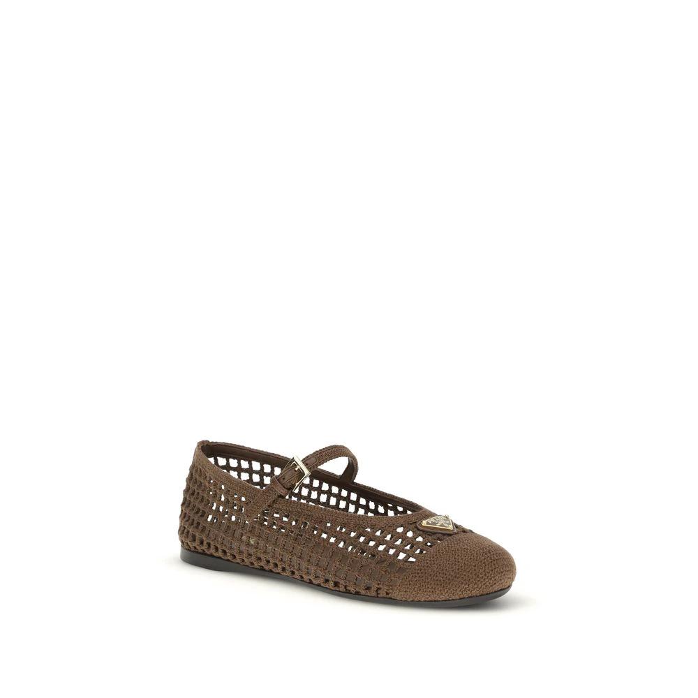 Ballerines Prada en coton marron