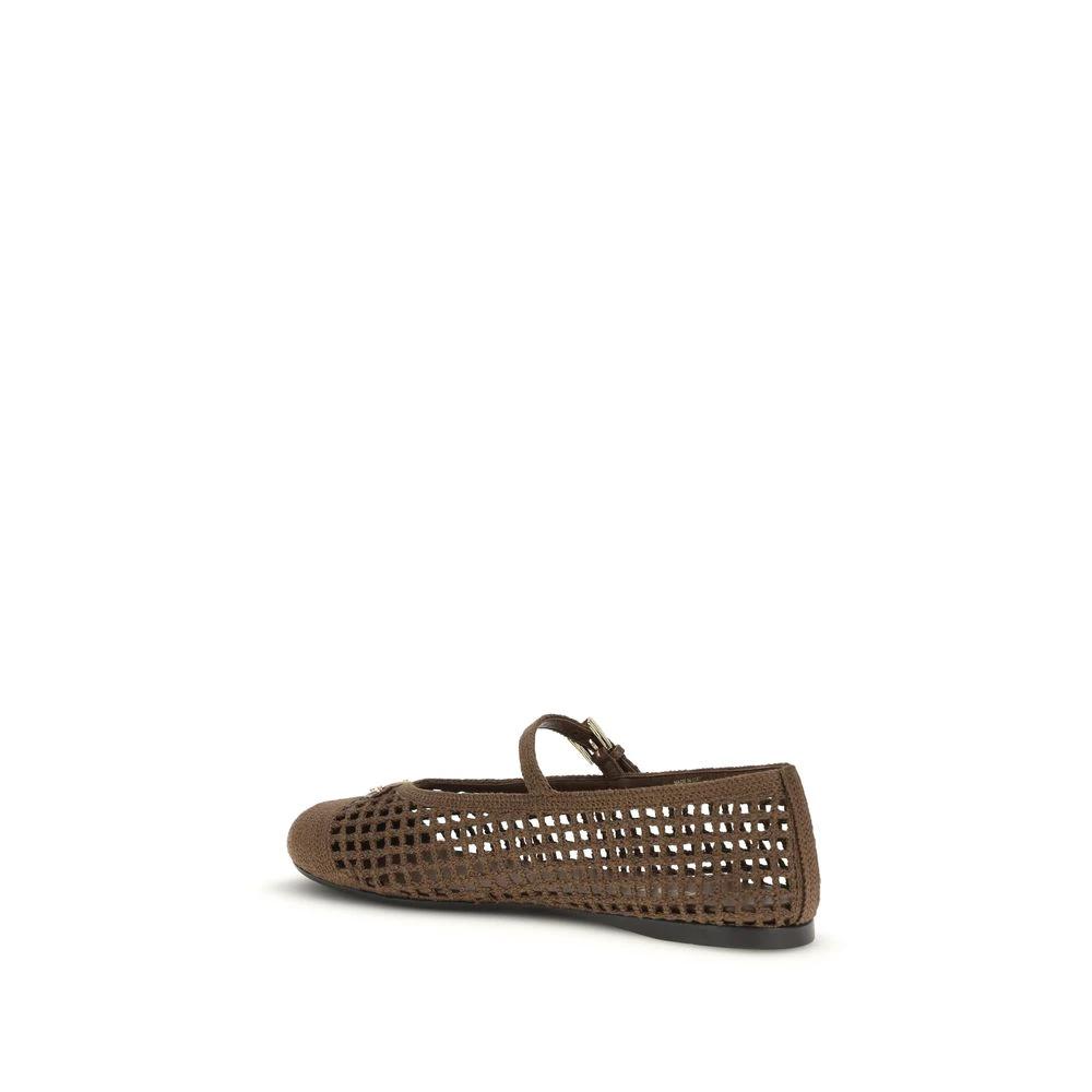 Ballerines Prada en coton marron
