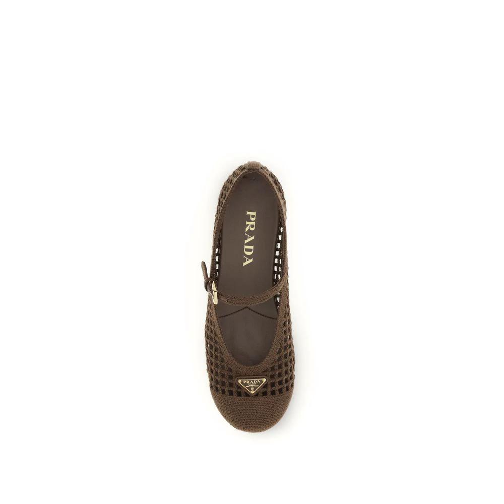 Ballerines Prada en coton marron