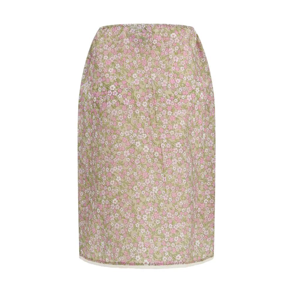 Jupe midi fleurie femme – Jupe de créateur Prada taille élastique ourlet en dentelle PE26