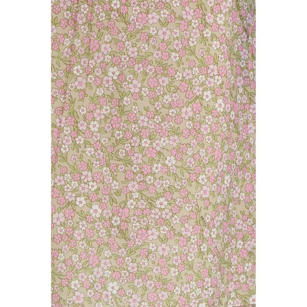 Jupe midi fleurie femme – Jupe de créateur Prada taille élastique ourlet en dentelle PE26