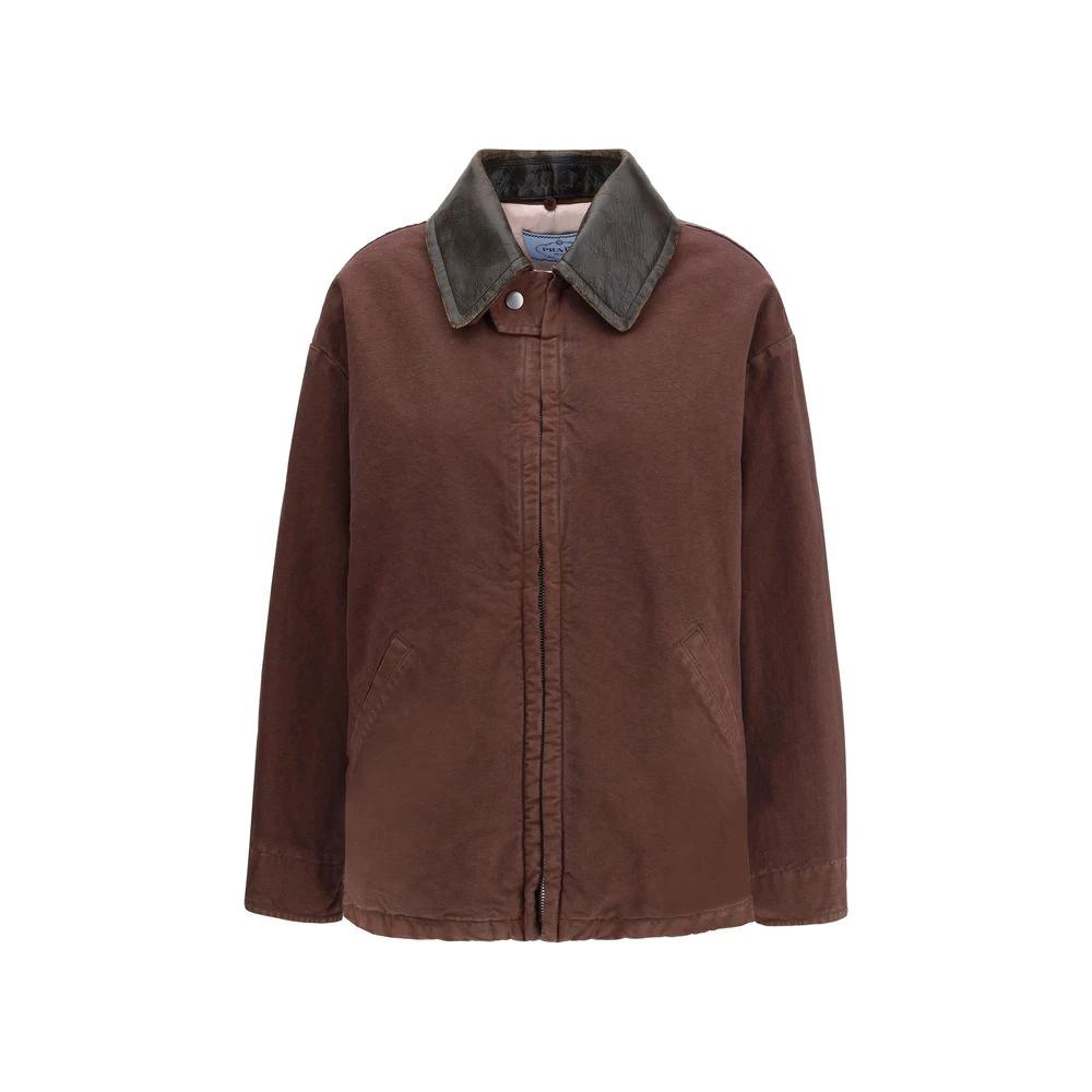 Manteau en coton marron Prada