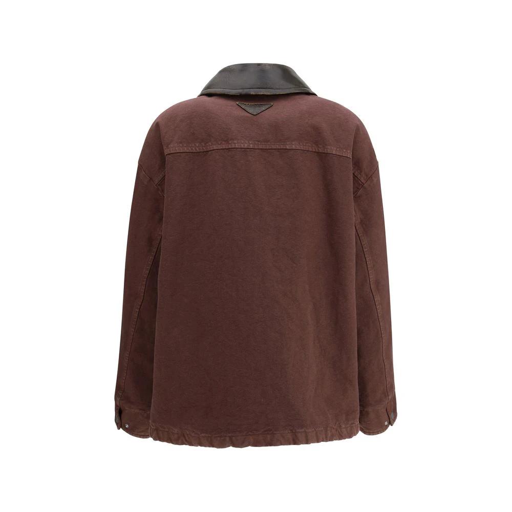 Manteau en coton marron Prada