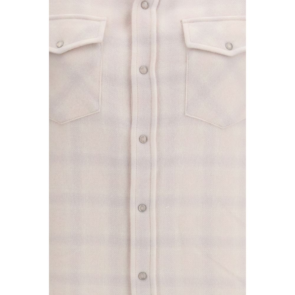 God's True Cashmere White Cashmere Pattern Shirt