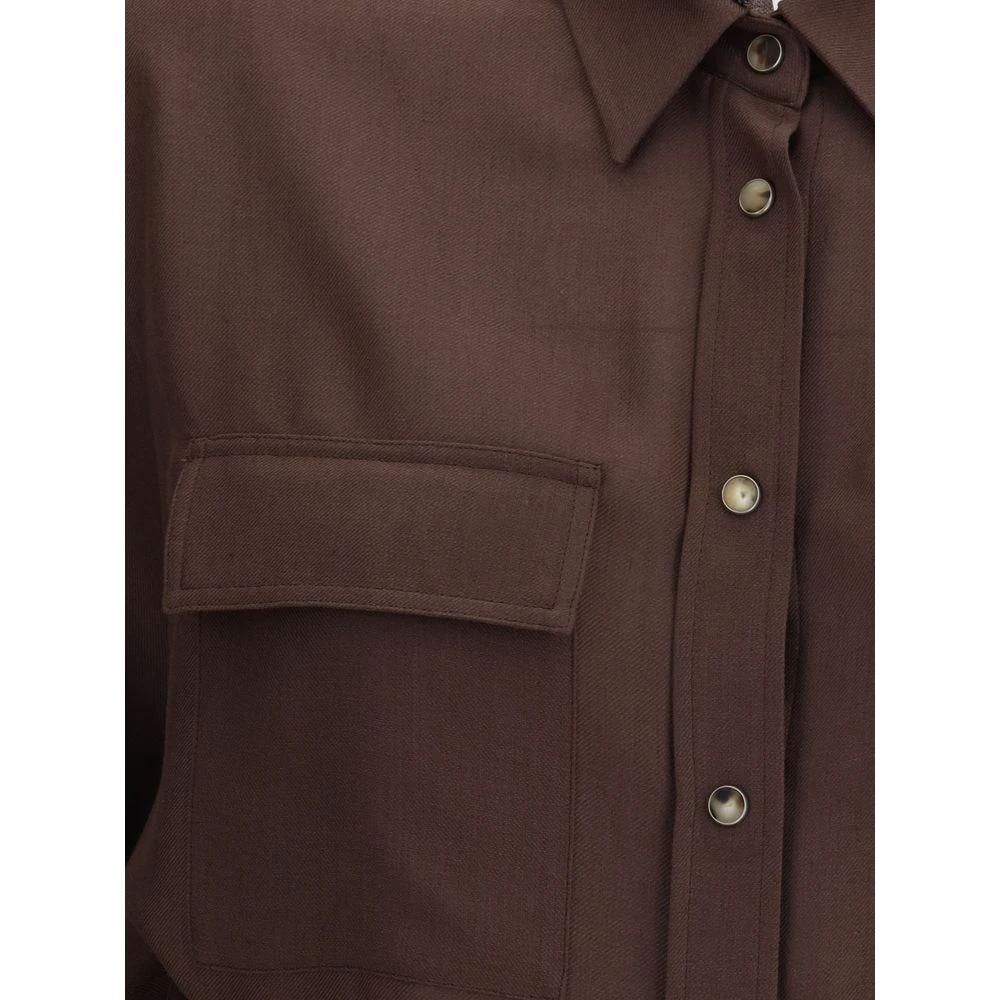 Chemise habillée marron en polyester Brunello Cucinelli